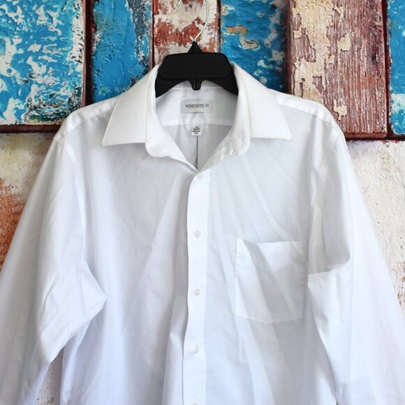 Men's Yorkshire VI Dress Shirt Long Sleeve Button Up SIZE 16 White - Picture 2 of 12